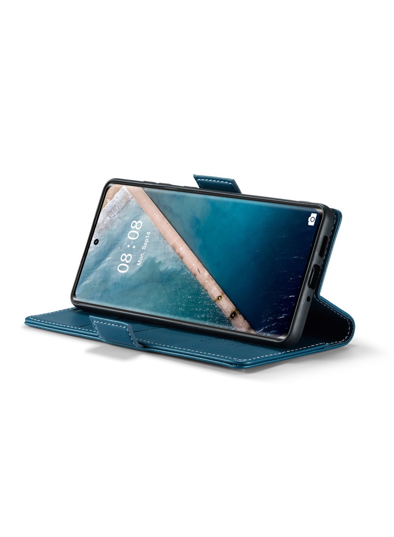 CaseMe Flip Wallet Case For Realme 11Pro/ Realme 11Pro Plus RFID Blocking PU Leather Wallet Flip Folio Case with Card Holder Kickstand Shockproof Phone Cover - Blue - Image 2