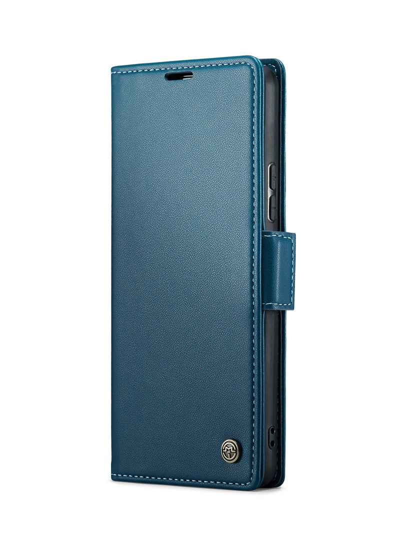 CaseMe Flip Wallet Case For Realme 11Pro/ Realme 11Pro Plus RFID Blocking PU Leather Wallet Flip Folio Case with Card Holder Kickstand Shockproof Phone Cover - Blue - Image 4