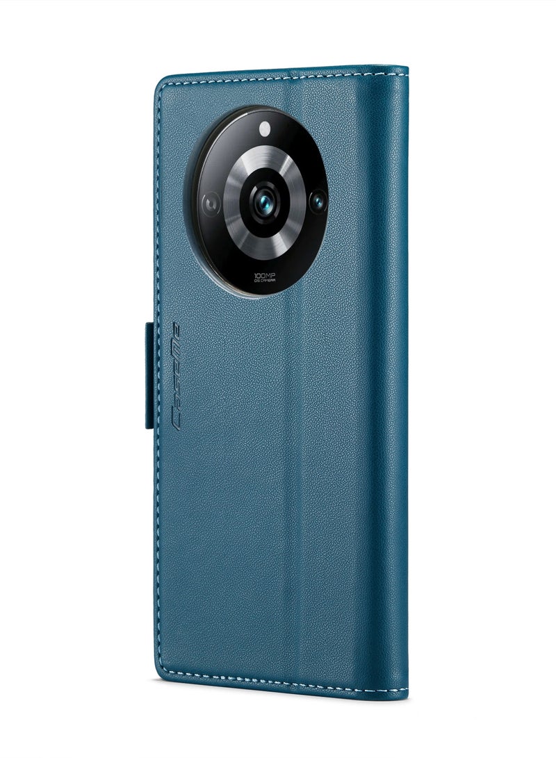 CaseMe Flip Wallet Case For Realme 11Pro/ Realme 11Pro Plus RFID Blocking PU Leather Wallet Flip Folio Case with Card Holder Kickstand Shockproof Phone Cover - Blue - Image 5