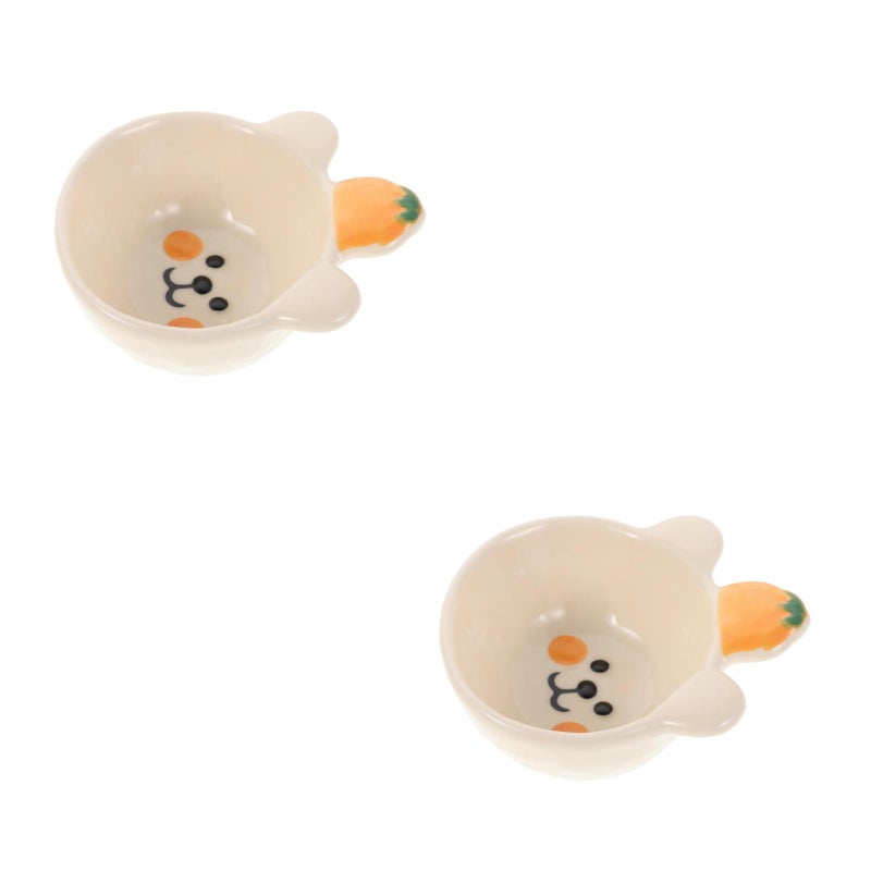 2pcs Ceramic Pie Pan Small Sauce Bowl: Simple Cute Bowl - Baking Dish For Dessert Prep And Condiment Serving Use - Image 1