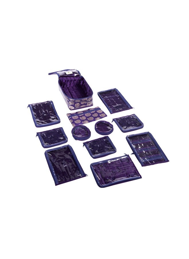 هومستراب - منظم/تخزين المجوهرات من Homestrap Brocade مع 12 كيسًا - أرجواني (منتج Shark Tank) - Image 1