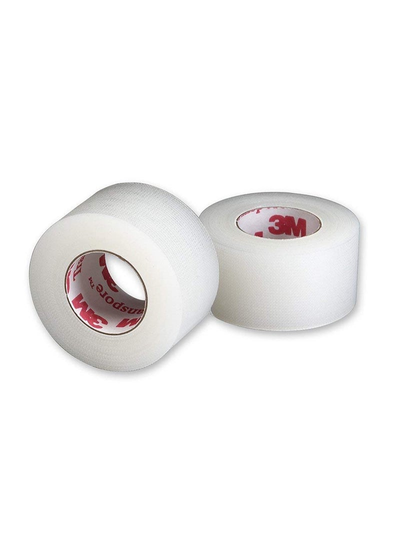 3M 1527-1 Transpore Tape  2 Rolls 1" x 10 yd (2.5cm x 9.14m) - Image 1