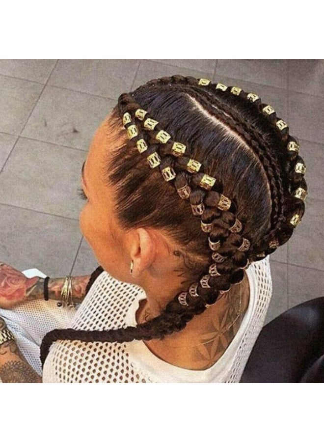 NOVOLAN Hair Braid Cuff Set - 200-Piece Hair Accessories Kit, Featuring Crown Gold & Silver Dreadlock Rings, Extensions with Leaf Pendants, Vintage Ethnic Style for Dreadlocks, Braids, and Extensions - Image 2