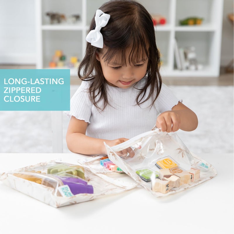 Bumkins Travel Bag, Toiletry, TSA Approved Pouch, Zip Bag, Quart Size Airline Compliant, Clear-Sided, Baby, Diaper Bag Organization, Makeup, Accessories, Packing, Set of 3 Sizes, Palm Trees - Image 4