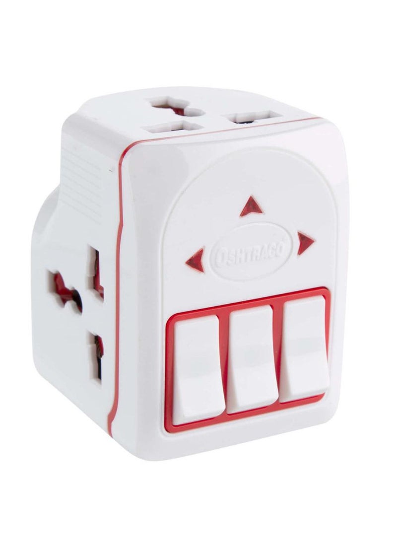 OSHTRACO Oshtraco 3-Way Universal Adaptor Plug W/ Individual Switch 5A 