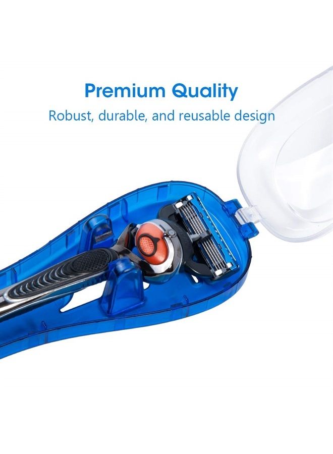 Manual Razor Travel Case Portable Plastic Manual Razor Trimmer Protector Blue