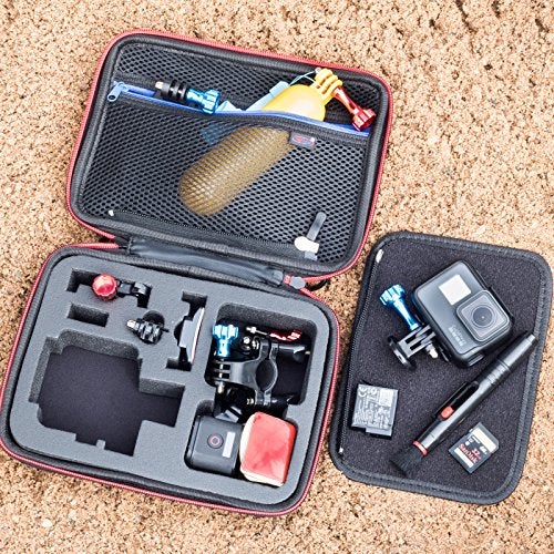 DigiCharge Action Camera Carrying Case – Fits GoPro Lit Hero 13, 12, Max 2, DJI Osmo Action 5/4 & More – EVA Hard Shell Travel Bag with Mesh Pocket, Foam Cut-Outs & Work Mat – 7×6×2.5 Inches - Image 5