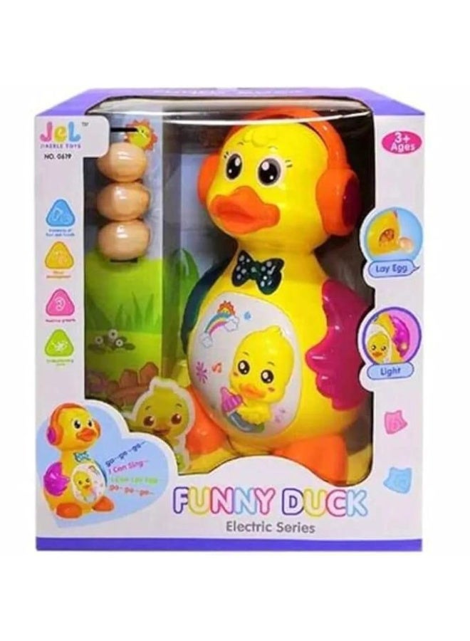 Jel Duck Toy for Kids, Lights, Sings, and Lays Eggs, Yellow and Orange, Ages 3 and Up - Image 1