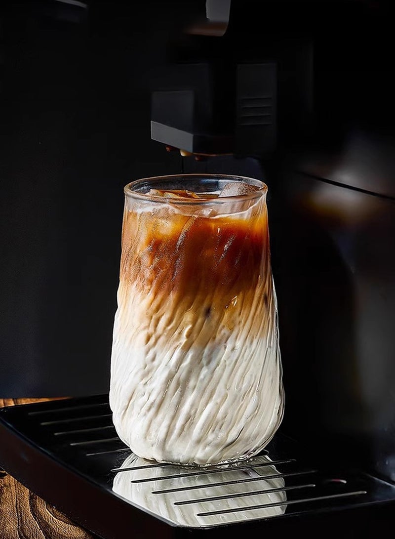 6-Pack 400ml Clear Glass Tumblers with Spiral Texture, Tall Design for Beverages, Durable Drinkware Set - Image 3