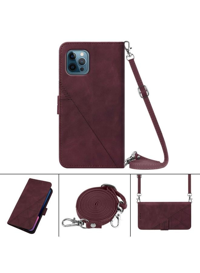 زبون جراب هاتف iPhone 12 Pro Max Crossbody من الجلد المنقوش ثلاثي الأبعاد - Image 3