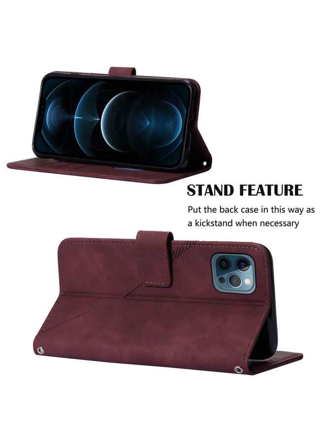 زبون جراب هاتف iPhone 12 Pro Max Crossbody من الجلد المنقوش ثلاثي الأبعاد - Image 5