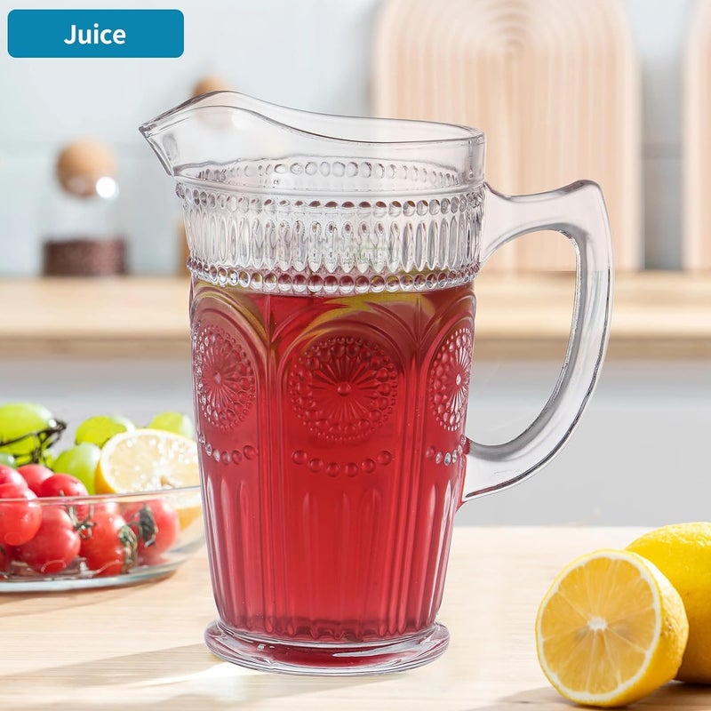 Incrizma Incrizma Vintage Glass Pitcher, Glass Carafe, Bar Mixing Pitcher Glassware, Water Carafe Jug for Beverage, Cocktail, Juice, Milk, Ice Tea (1300 ml, 1)  - Image 3