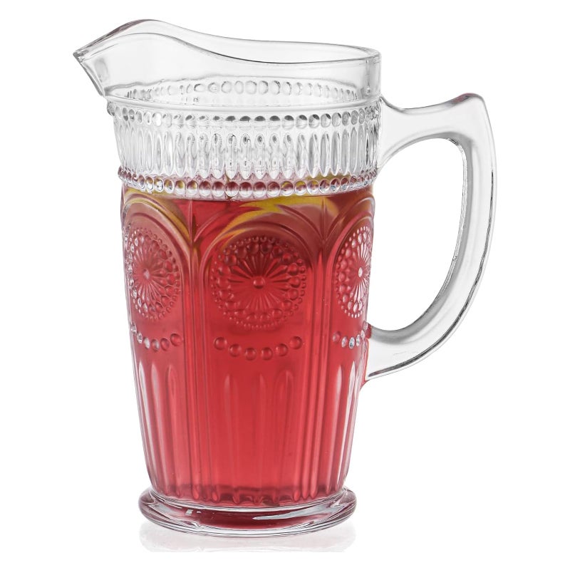 Incrizma Incrizma Vintage Glass Pitcher, Glass Carafe, Bar Mixing Pitcher Glassware, Water Carafe Jug for Beverage, Cocktail, Juice, Milk, Ice Tea (1300 ml, 1)  - Image 1