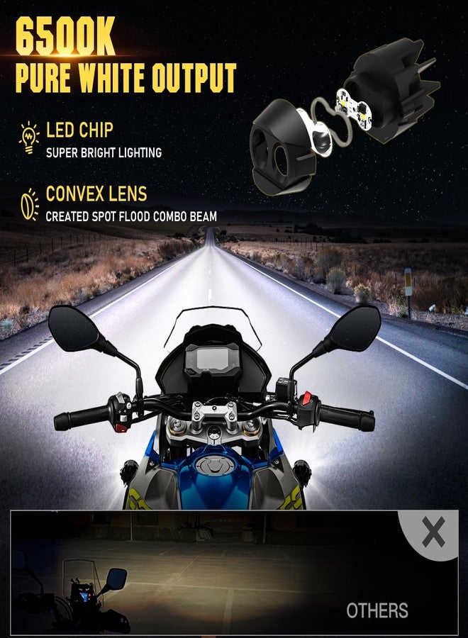 LEDOPPO Motorcycle Fog Lights LED Kit Auxiliary Driving Lights with Switch Wiring Harness Brackets 50W Hi-Low Combo Beam for R1200GS Adventure Touring Cruiser Sport Motorcycle E-bike ATV UTV Trike - Image 2