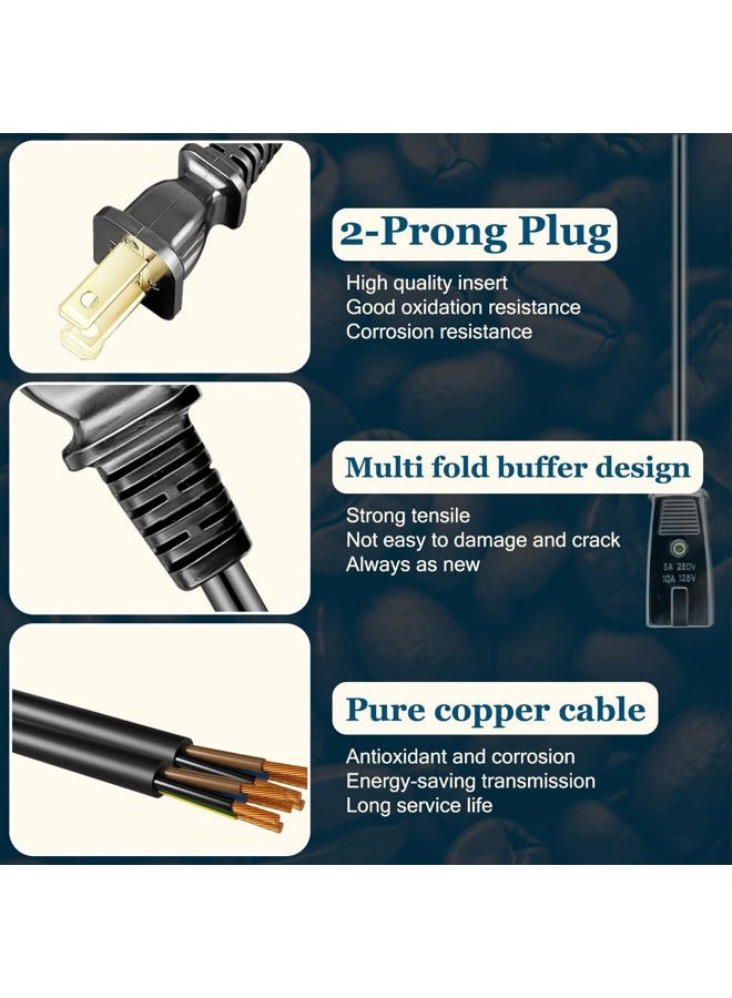 HASMX 2 Prong Percolator Power Cord 36" for Farberware 134, 138, 142 Coffee Pot Percolator Cord 1/2 Inch Wide, 2pin Cord Black 3ft Length (1-Pack) - Image 4