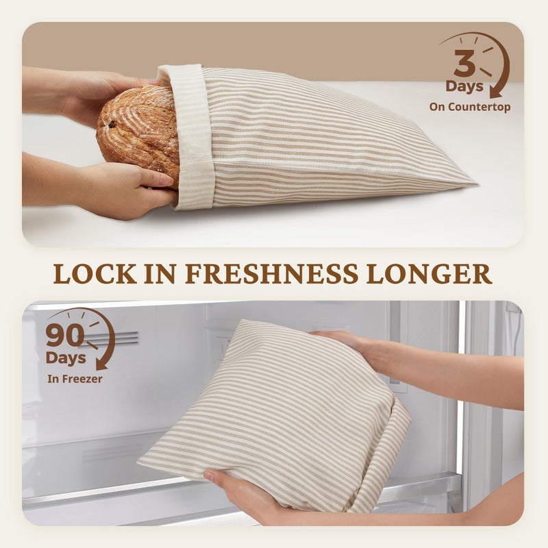 BRONYPRO Beeswax Bread Bags for Homemade Bread Sourdough, 2 Pack Reusable Sourdough Bread Bags, Organic Beeswax & Linen Homemade Bread Storage, Eco-friendly & Long-latsing,Large 17x12.6in,Beige - Image 4
