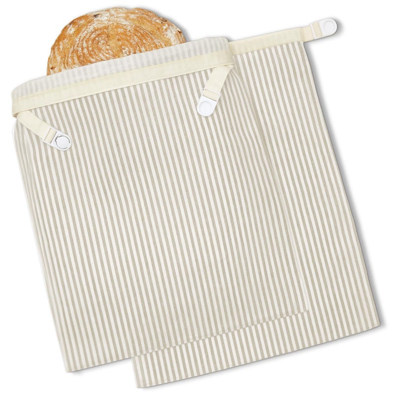 BRONYPRO Beeswax Bread Bags for Homemade Bread Sourdough, 2 Pack Reusable Sourdough Bread Bags, Organic Beeswax & Linen Homemade Bread Storage, Eco-friendly & Long-latsing,Large 17x12.6in,Beige - Image 1