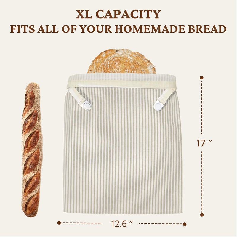 BRONYPRO Beeswax Bread Bags for Homemade Bread Sourdough, 2 Pack Reusable Sourdough Bread Bags, Organic Beeswax & Linen Homemade Bread Storage, Eco-friendly & Long-latsing,Large 17x12.6in,Beige - Image 5