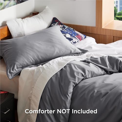Bedsure Duvet Cover Twin/Twin XL Size - Soft Double Brushed Bedding Set for Kids & Adults, Zipper Closure, 2 Pieces, Includes 1 Duvet Cover (68"x90") & 1 Pillow Sham, NO Comforter, Grey - Image 2