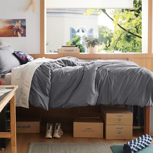 Bedsure Duvet Cover Twin/Twin XL Size - Soft Double Brushed Bedding Set for Kids & Adults, Zipper Closure, 2 Pieces, Includes 1 Duvet Cover (68"x90") & 1 Pillow Sham, NO Comforter, Grey - Image 4