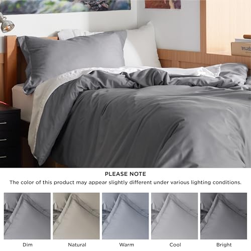 Bedsure Duvet Cover Twin/Twin XL Size - Soft Double Brushed Bedding Set for Kids & Adults, Zipper Closure, 2 Pieces, Includes 1 Duvet Cover (68"x90") & 1 Pillow Sham, NO Comforter, Grey - Image 5