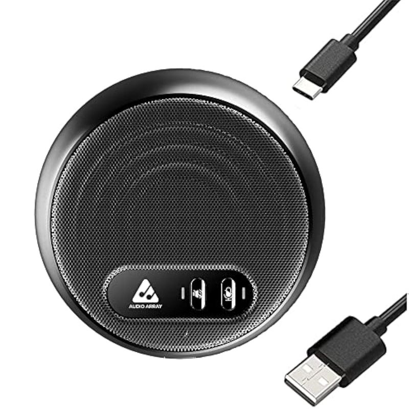 AM-C10 USB Plug & Play Conference Microphone with Speaker | Omni Directional Pickup Upto 4M | Speaker and Mic Mute Buttons | Volume Control & Mute Button | Ideal for Meeting & Video Call