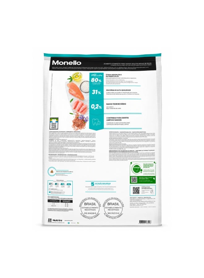 Monello Adult Cat Food Chicken and Fish for Hairball Control - Premium Dry Food for Urinary Tract Health and Fecal Odor Reduction - 7kg Bag - Image 2