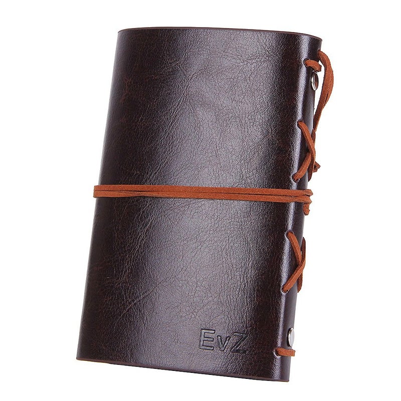 EvZ Leather Writing Journal Notebook, EvZ 7 Inches Vintage Nautical Spiral Blank String Diary Notepad Sketchbook Travel to Write in, Unlined Paper, Retro Pendants, Classic Embossed, Coffee - Image 2