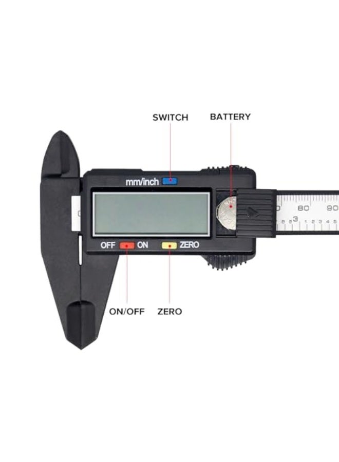 Electronic Digital Caliper, Plastic Vernier Caliper, Caliper Measuring Tool with Inch/Millimeter Conversion, Extra Large LCD Screen, 0-6 Inch/0-150 mm, Auto Off Featured Micrometer Ruler - Image 4