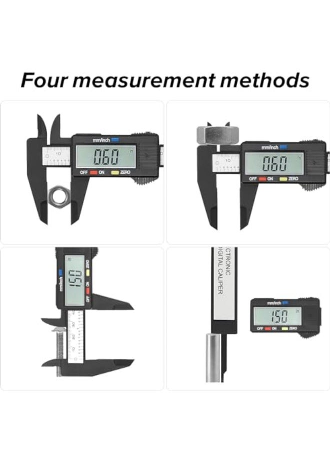 Electronic Digital Caliper, Plastic Vernier Caliper, Caliper Measuring Tool with Inch/Millimeter Conversion, Extra Large LCD Screen, 0-6 Inch/0-150 mm, Auto Off Featured Micrometer Ruler - Image 5