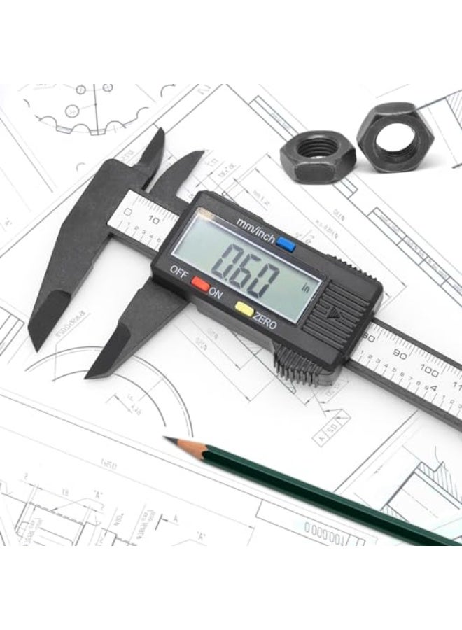 Electronic Digital Caliper, Plastic Vernier Caliper, Caliper Measuring Tool with Inch/Millimeter Conversion, Extra Large LCD Screen, 0-6 Inch/0-150 mm, Auto Off Featured Micrometer Ruler - Image 3