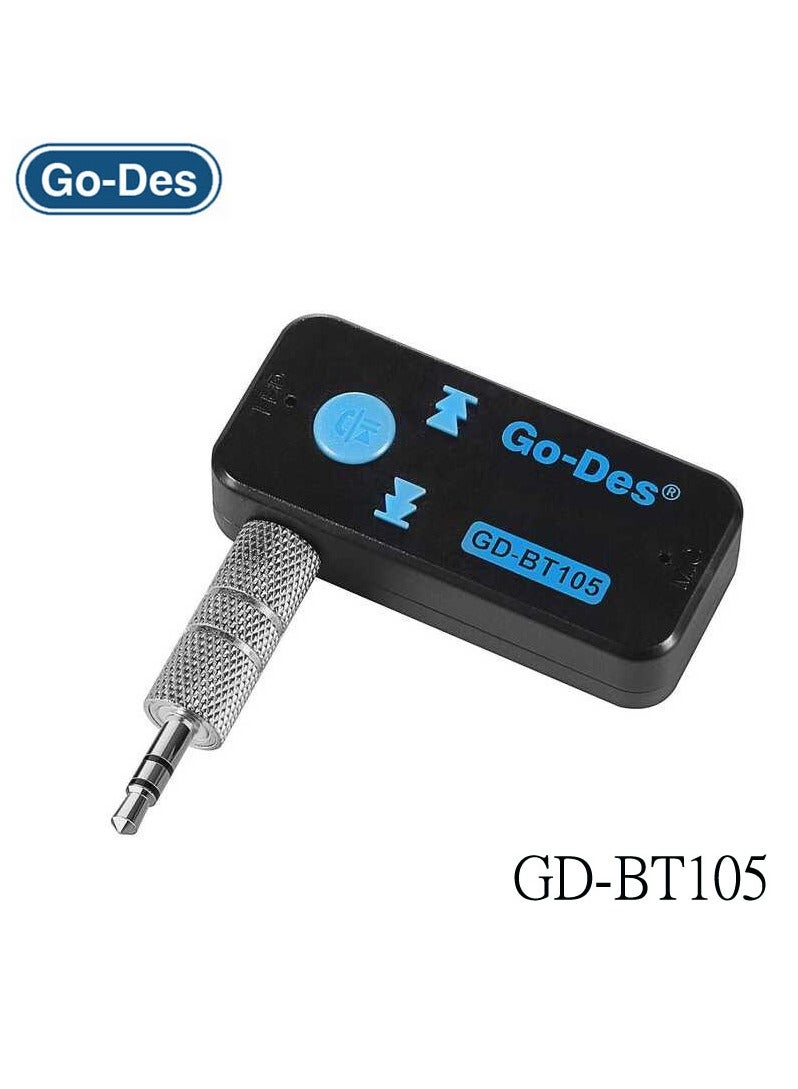 GO-DES Go-Des GD-BT105 Car Bluetooth Adapter Hands-Free Kit Wireless Music Adapter for Phones ar Stereo Audio System Support Play via TF Card Reader & 3.5mm Port  - Image 1