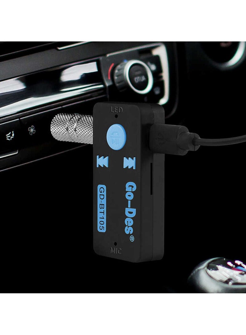 GO-DES Go-Des GD-BT105 Car Bluetooth Adapter Hands-Free Kit Wireless Music Adapter for Phones ar Stereo Audio System Support Play via TF Card Reader & 3.5mm Port  - Image 3