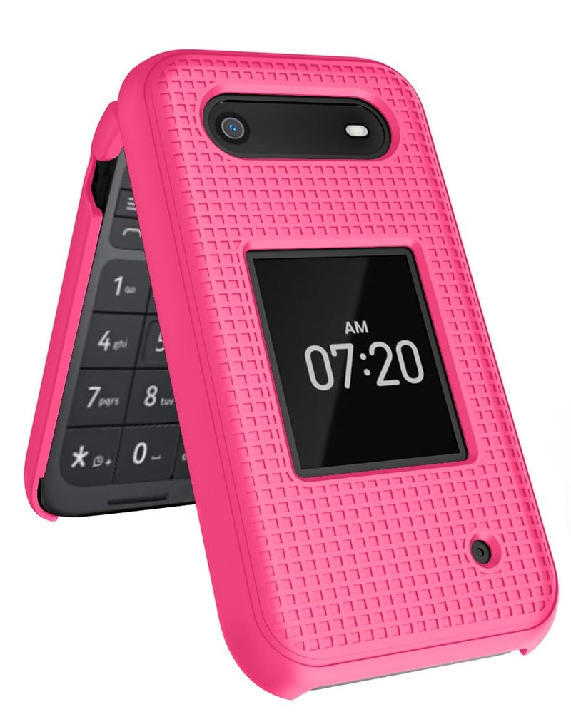 Nakedcellphone غطاء هاتف نيكيدسيلفون لهاتف نوكيا 2760 2780 القابل للطي، غلاف صلب نحيف مع نسيج شبكي لهاتف ترايفون N139DL، TA-1398، TA-1451، TA-1420 - وردي زاهي - Image 4