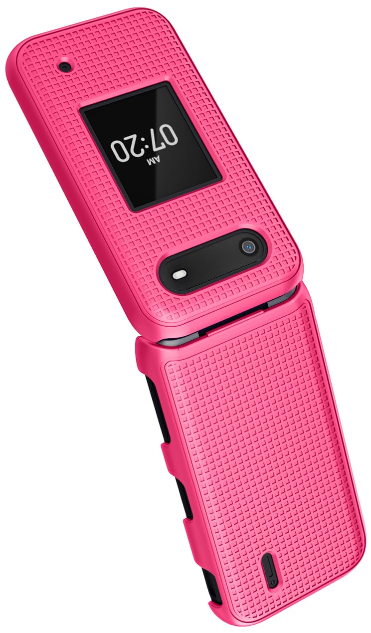 Nakedcellphone غطاء هاتف نيكيدسيلفون لهاتف نوكيا 2760 2780 القابل للطي، غلاف صلب نحيف مع نسيج شبكي لهاتف ترايفون N139DL، TA-1398، TA-1451، TA-1420 - وردي زاهي - Image 5