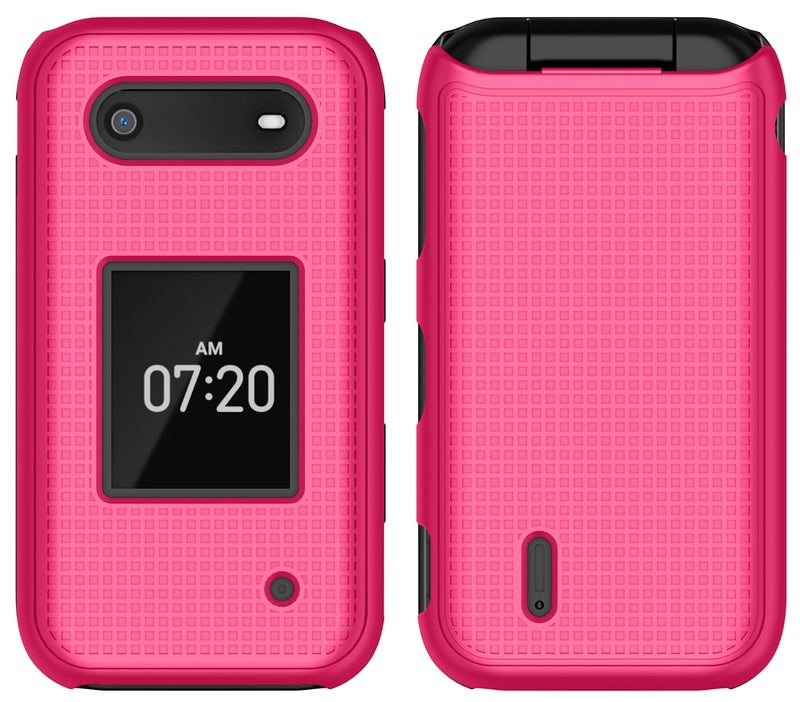 Nakedcellphone غطاء هاتف نيكيدسيلفون لهاتف نوكيا 2760 2780 القابل للطي، غلاف صلب نحيف مع نسيج شبكي لهاتف ترايفون N139DL، TA-1398، TA-1451، TA-1420 - وردي زاهي - Image 3