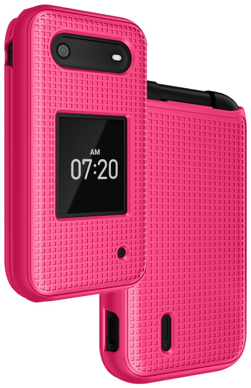 Nakedcellphone غطاء هاتف نيكيدسيلفون لهاتف نوكيا 2760 2780 القابل للطي، غلاف صلب نحيف مع نسيج شبكي لهاتف ترايفون N139DL، TA-1398، TA-1451، TA-1420 - وردي زاهي - Image 1