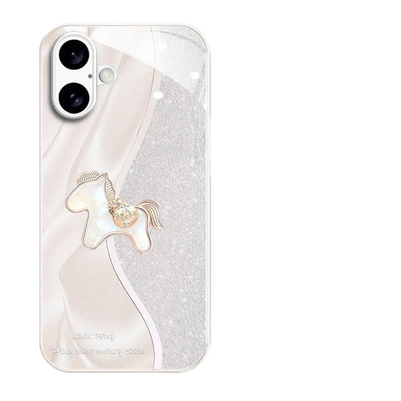 BB TPU Protective Case for iPhone 16 / 16 Plus / 16 Pro / 16 Pro Max with Shockproof and Drop Protection plus Shockproof plus Full Coverage plus Pony Pattern in Gold - Image 1