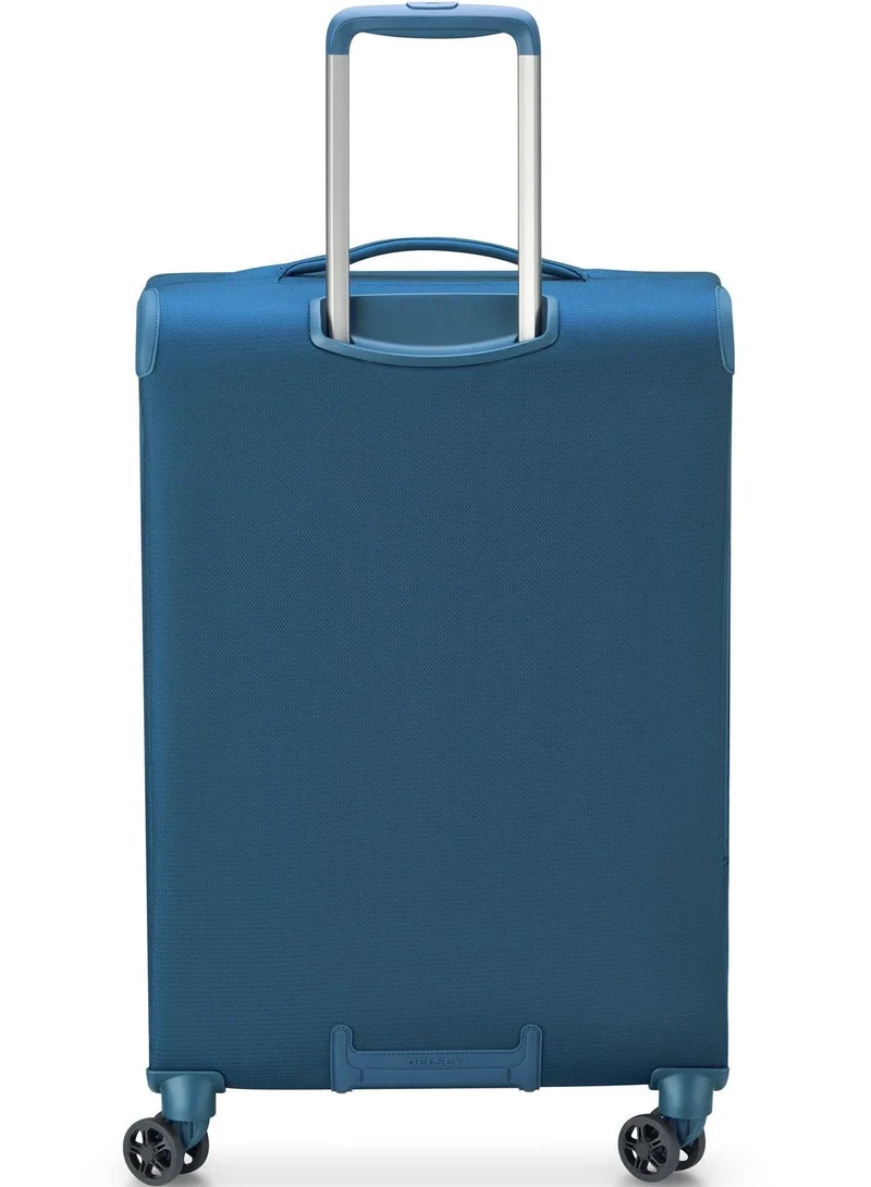 DELSEY Paris Montmartre Air 2.0 - 68 Cm Softcase 4-Double Wheeled Expandable Check-In Luggage Trolley - Light Blue