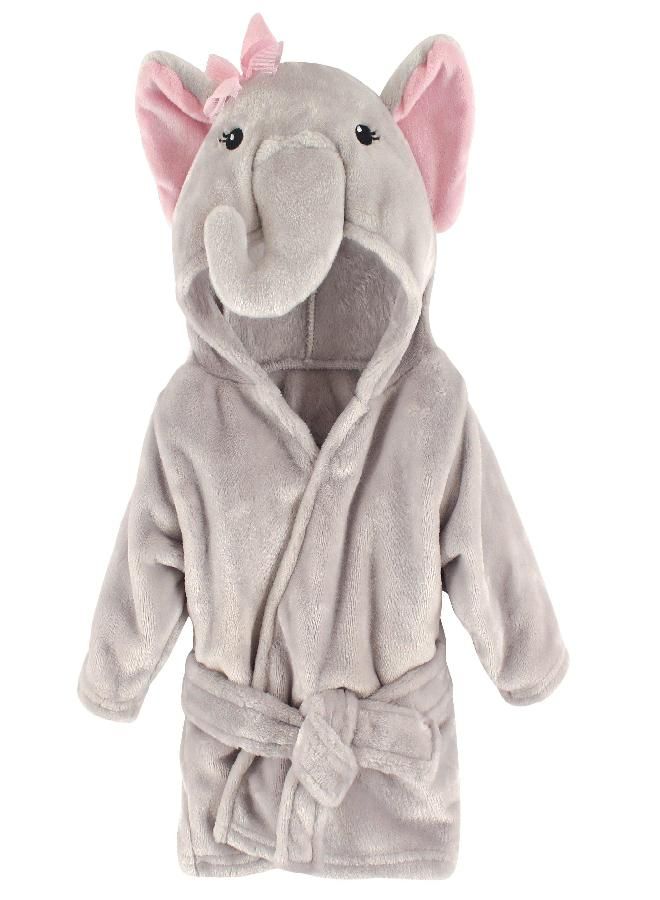 hudson baby Hudson Baby Unisex Baby Plush Animal Face Bathrobe, Pretty Elephant, 0-9 Months  - Image 4