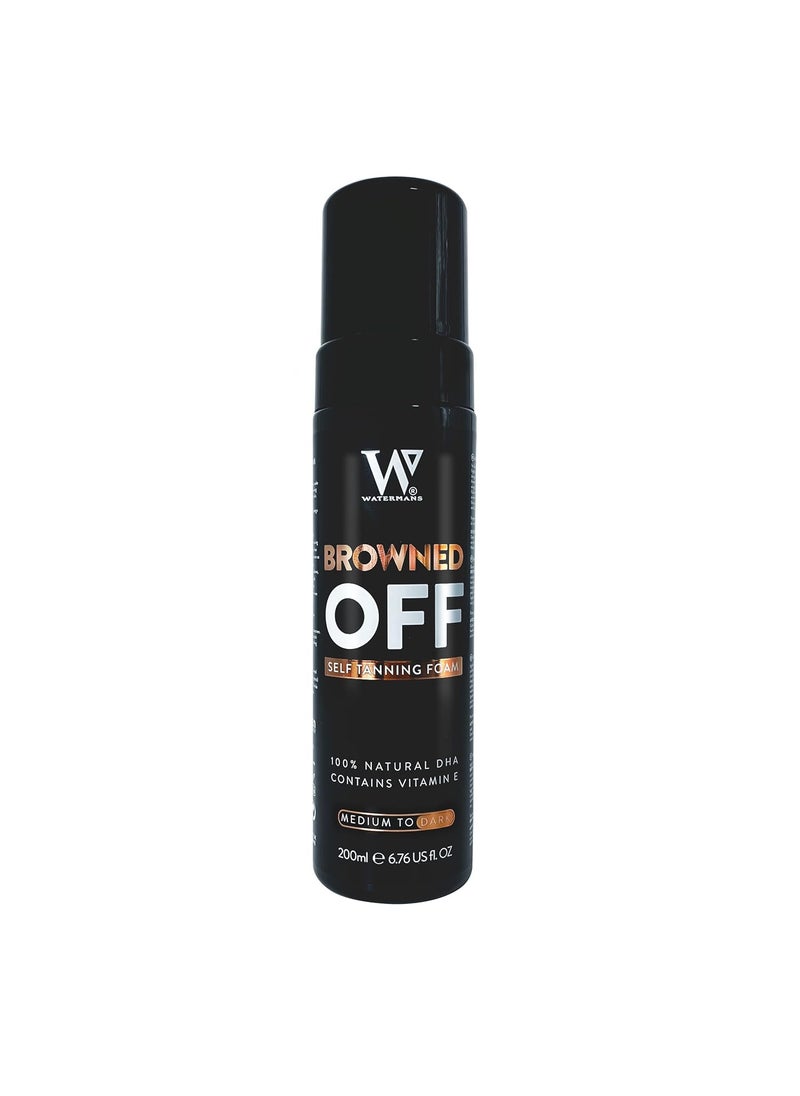 Watermans - Browned Off Medium to Dark 200ml Watermans Self Tanning Mousse with Aloe Vera Vitamin E Fast Drying Vegan Fake Tan  Aloe vera tanning mousse - Image 1
