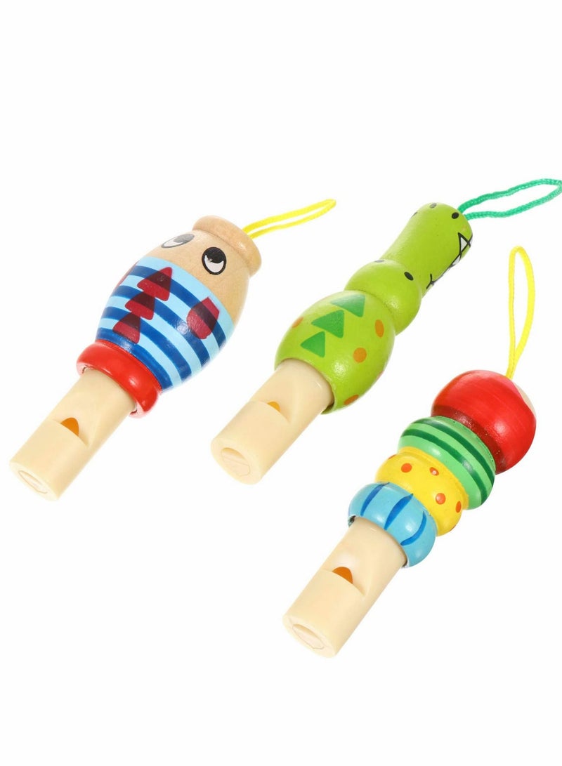 Excefore Animal Wooden Whistles for Baby Kids Music Instrument Developmental Educational Toys for Kids Party Noisemakers Whistles Kids Birthday Bag Fillers, 3Pcs - Image 1