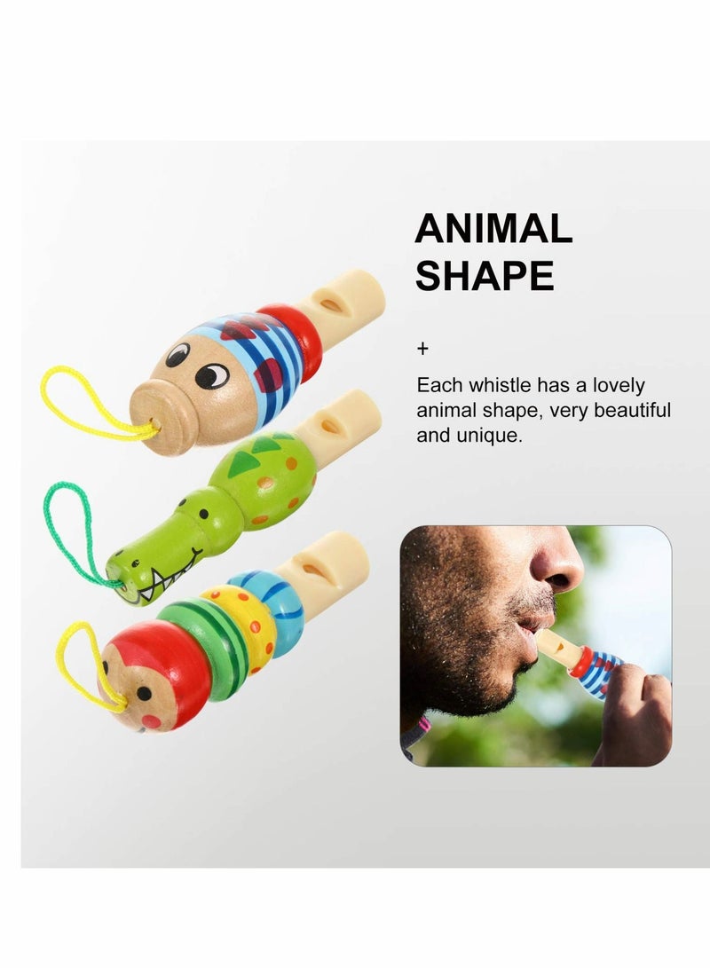 Excefore Animal Wooden Whistles for Baby Kids Music Instrument Developmental Educational Toys for Kids Party Noisemakers Whistles Kids Birthday Bag Fillers, 3Pcs - Image 3