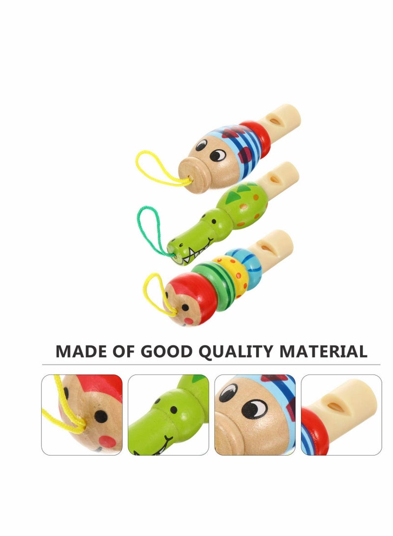 Excefore Animal Wooden Whistles for Baby Kids Music Instrument Developmental Educational Toys for Kids Party Noisemakers Whistles Kids Birthday Bag Fillers, 3Pcs - Image 2