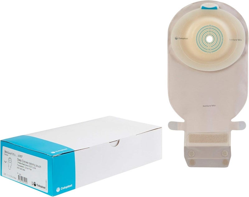 Coloplast حقيبة أستومي سنسورا ميو كونفكس المصفاة بنظام قطعة واحدة بطول 11 بوصة، ماكسي 3/8 إلى 1-11/16 بوصة قابلة للتصريف عميقة الكونفكس، قابلة للتقصير، 16767 - علبة من 10