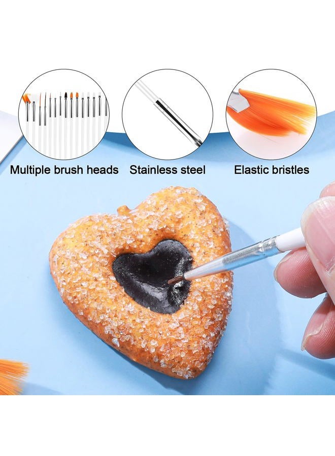 Aster 15Pcs Cake Decorating Brushes, Cake Painting Brushes Kit Food Safe Paint Brushes Fondant Sugar DIY Tools Set Cookie Paint Brush Candy Icing Pastry Brush for Baking(White) - Image 3