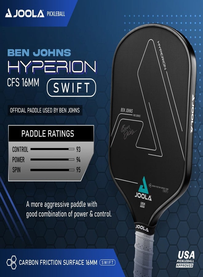 JOOLA Ben Johns Hyperion CFS 16mm Swift Pickleball Paddle - USAPA Approved for Tournament Play - Carbon Fiber Pickle Ball Racket - Maximum Speed with High Grit & Spin - Image 2