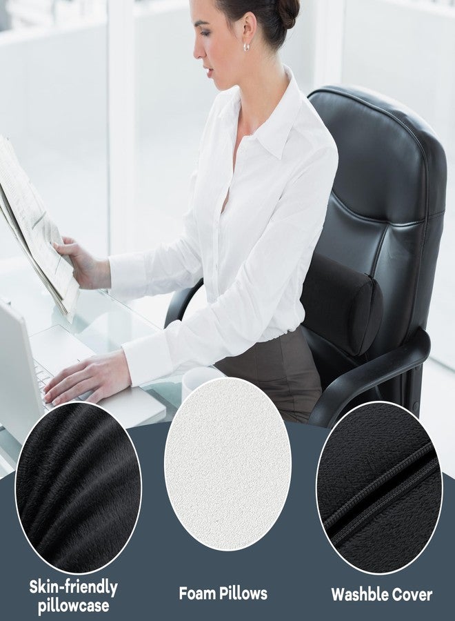 ROYALAY Neck Pillow for Sleeping Round Roll Pillow Including 2 Pack Half Moon Cervical Pillow, Foam Roll Pillow for Pain Reduce, Washable Bolster Pillow for Head Neck Back and Legs, Black - Image 3