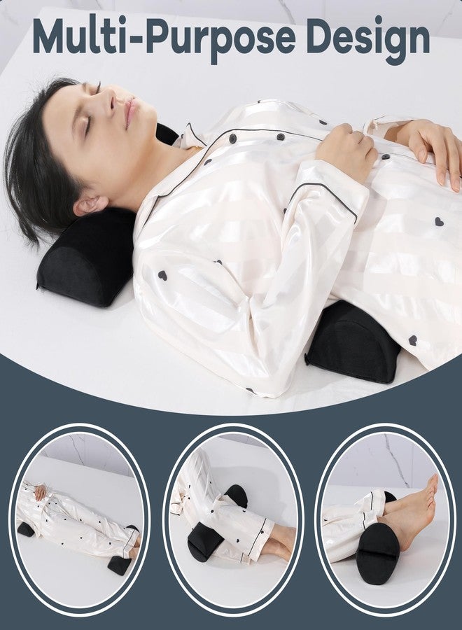 ROYALAY Neck Pillow for Sleeping Round Roll Pillow Including 2 Pack Half Moon Cervical Pillow, Foam Roll Pillow for Pain Reduce, Washable Bolster Pillow for Head Neck Back and Legs, Black - Image 4