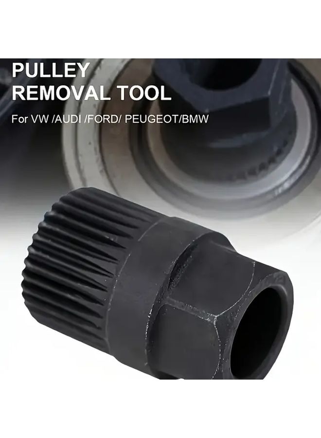 2Pcs Black 33 Tooth Alternator Pulley Socket Car Repair Tool Drill Attachment - Image 3